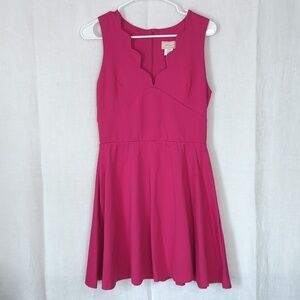 Love Ady Berry Pink Scalloped Neck Fit and Flare Dress Size Large